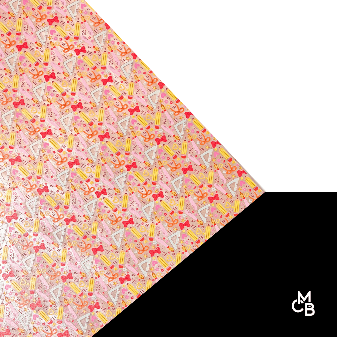 P1213 | 1/8" Back to School Love on Barely Pink Pearl Shimmer CMB PRESTIGE PATTERNS - CMB Prestige Pattern